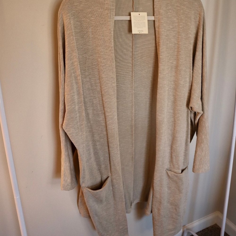 Grey Ribbed Cardigan w/ Pockets